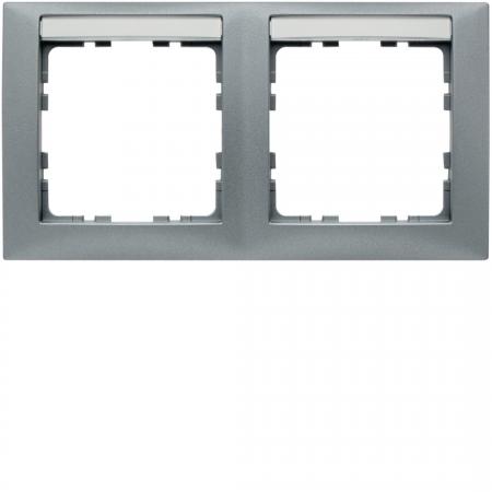 Berker 10229959 Rahmen 2fach waagerecht, mit Beschriftungsfeld, Serie S.1, alumi