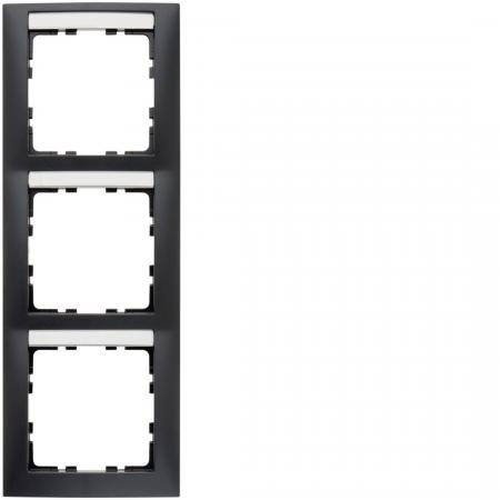 Berker 10139969 Rahmen 3-fach senkrecht, mit Beschriftungsfeld, Serie S.1, anthr