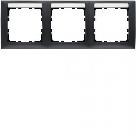 Berker 10239969 Rahmen 3fach waagerecht, mit Beschriftungsfeld, Serie S.1, anthr