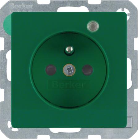 Berker 6765096013 Steckdose m SK-Stift LED e BS Q.x grün