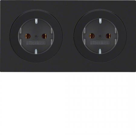 Berker 47202045 Steckdosen-Kom SCHUKO 2f m Ra R.3 sw
