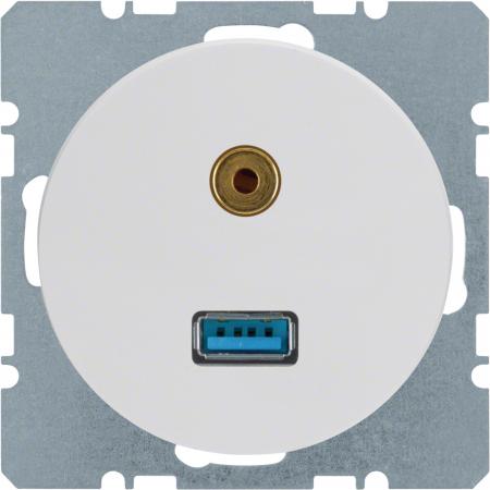 Berker 3315392089 USB/3,5 mm Audio Steckdose R.1/R.3 pw