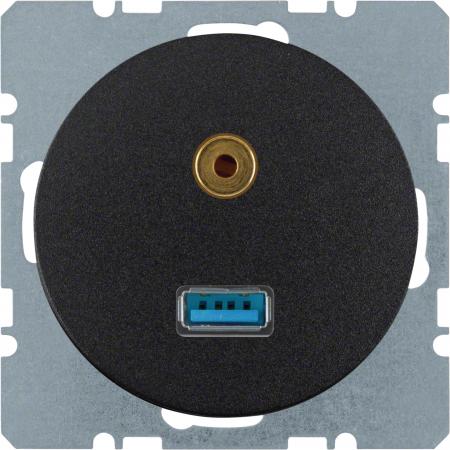 Berker 3315392045 USB/3,5 mm Audio Steckdose R.1/R.3 sw