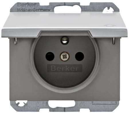 Berker 6765777103 Steckdose m SK-Stift Klappd e BS K.5 Alu