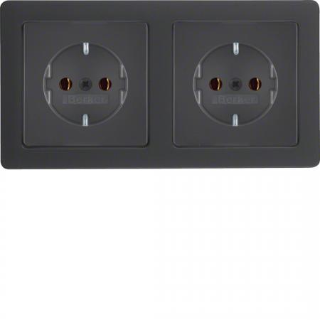 Berker 47206086 Steckdosen-Kom SCHUKO 2f m Ra Q.x anth