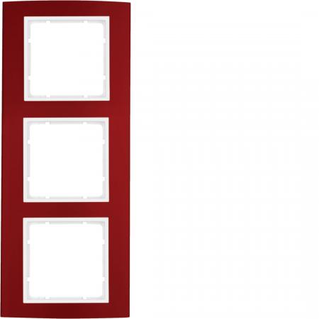 Berker 10133022 Rahmen 3fach B.3 Alu, rot/polarweiß