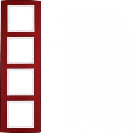 Berker 10143022 Rahmen 4fach B.3 Alu, rot/polarweiß