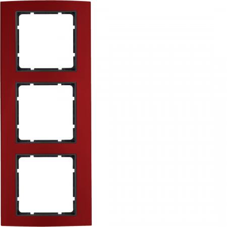 Berker 10133012 Rahmen 3fach B.3 Alu, rot/anthrazit