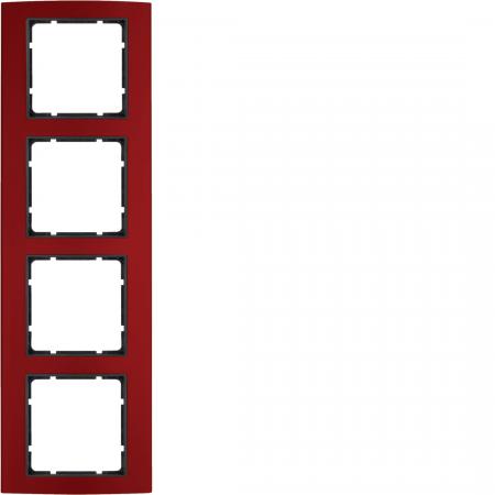 Berker 10143012 Rahmen 4fach B.3 Alu, rot/anthrazit