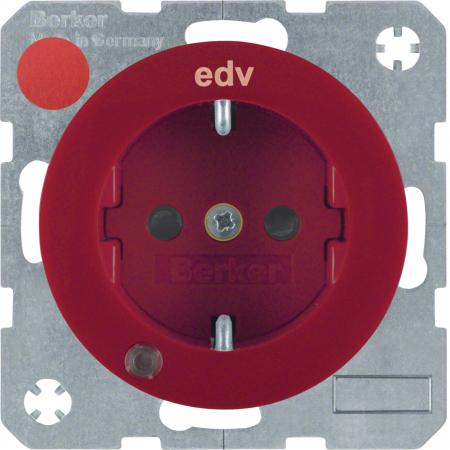 Berker 41102022 Steckdose SCHUKO LED erh BS R.1/R.3 rot