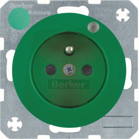 Berker 6765092003 Steckdose m SK-Stift LED R.1/R.3 grün