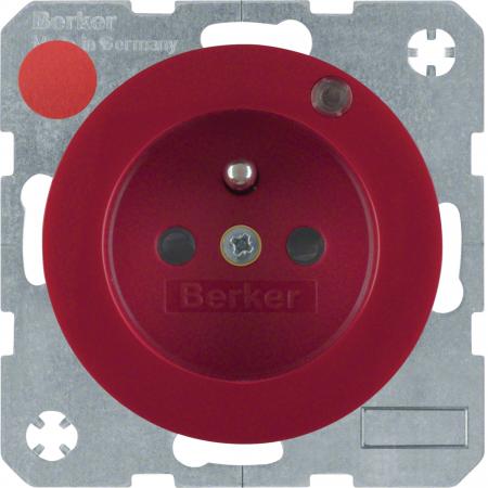 Berker 6765092022 Steckdose m SK-Stift LED R.1/R.3 rot