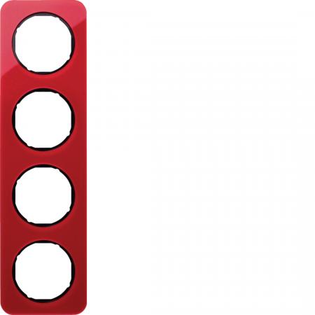 Berker 10142344 Rahmen 4fach R.1 Acryl rot Transl. schw