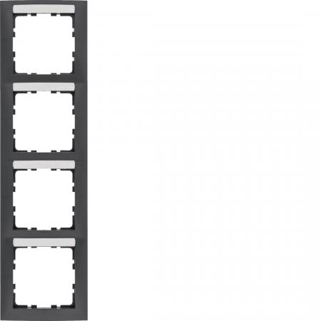 Berker 10149969 Rahmen 4-fach senkrecht, mit Beschriftungsfeld, Serie S.1, anthr