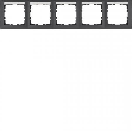 Berker 10259969 Rahmen 5fach waagerecht ,mit Beschriftungsfeld, Serie S.1, anthr