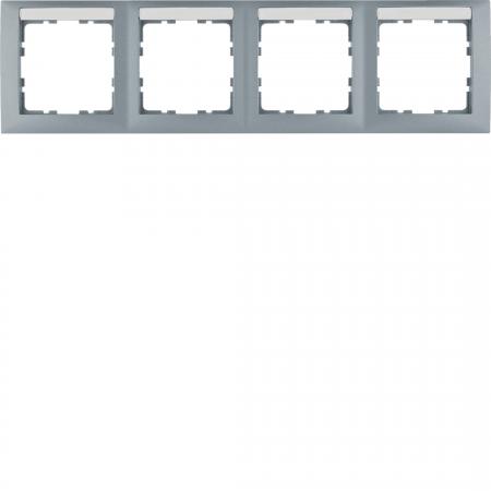 Berker 10249959 Rahmen 4fach waagerecht, mit Beschriftungsfeld, Serie S.1, alumi