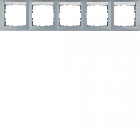 Berker 10259959 Rahmen 5fach waagerecht, mit Beschriftungsfeld, Serie S.1, alumi