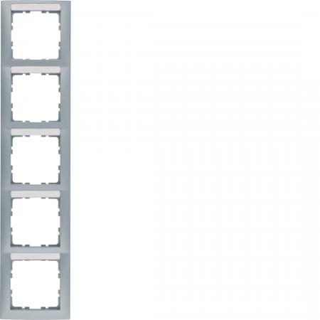 Berker 10159959 Rahmen 5-fach senkrecht, mit Beschriftungsfeld, Serie S.1, alumi