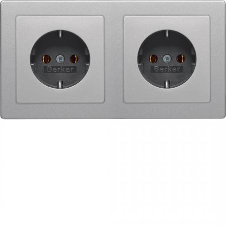 Berker 47206084 Steckdosen-Kom SCHUKO 2f m Ra Q.x alu