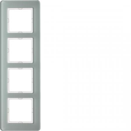 Berker 10146079 Rahmen 4fach, Q.7, Glas polarweiß