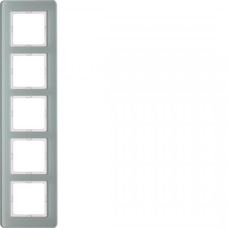 Berker 10156079 Rahmen 5fach, Q.7, Glas polarweiß