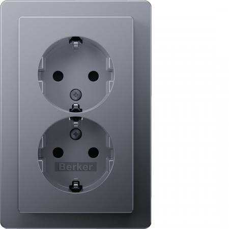 Berker 47596084 D.std. SCHUKO, Adpl., erh. BS, Q.1, alu