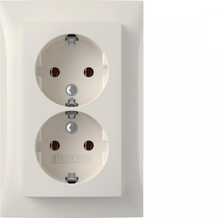 Berker 47748989 Doppelsteckdose SCHUKO UP mit Abdeckplatte, Berker S.1, polarwei