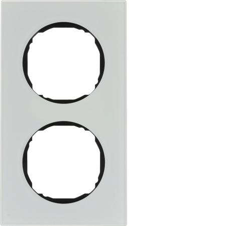 Berker 10122609 Rahmen 2fach, flach, R.8, Glas polarweiß