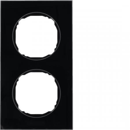 Berker 10122616 Rahmen 2fach, flach, R.8, Glas schwarz