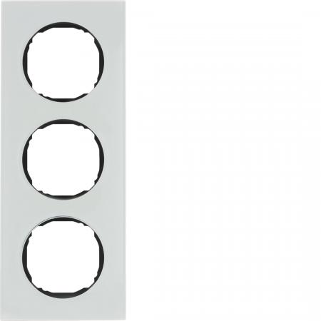 Berker 10132609 Rahmen 3fach, flach, R.8, Glas polarweiß