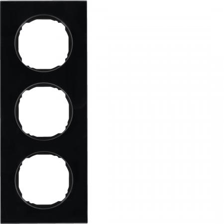 Berker 10132616 Rahmen 3fach, flach, R.8, Glas schwarz
