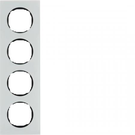 Berker 10142609 Rahmen 4fach, flach, R.8, Glas polarweiß