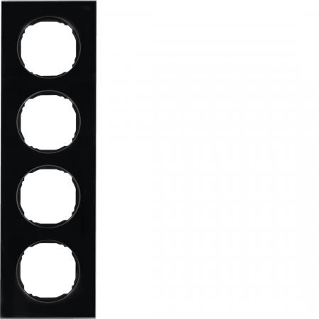 Berker 10142616 Rahmen 4fach, flach, R.8, Glas schwarz