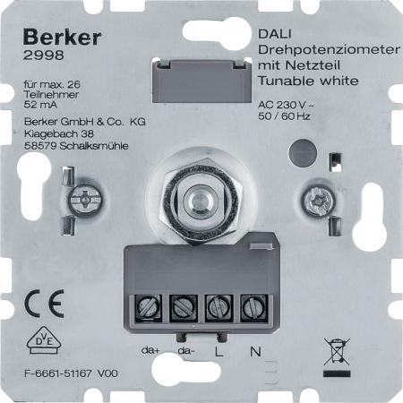 Berker 2998 DALI Drehpotenziometer Tunable white mit Netzteil, Softrastung, Lich