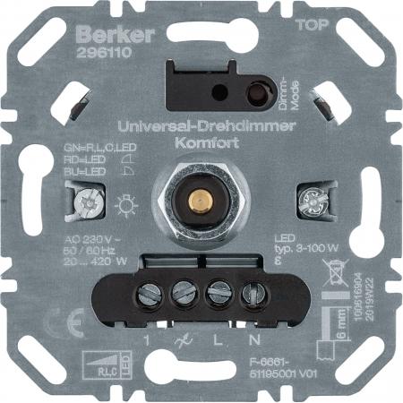 Berker 296110 Universal-Drehdimmer Komfort (R, L, C, LED), Dimmer mit Softrastun