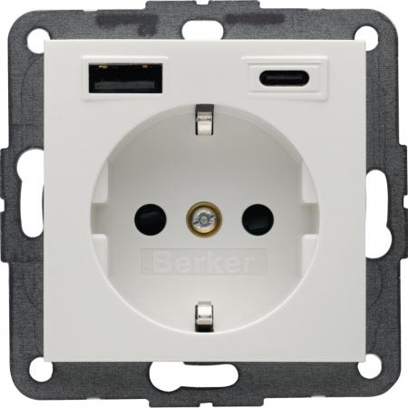 Berker 48148989 Steckdose SCHUKO/USB AC 20W PD S1 pw gl