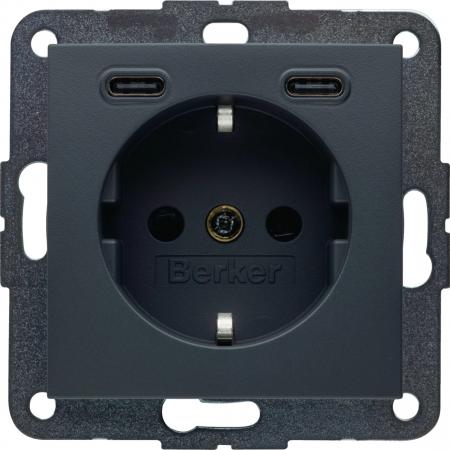 Berker 48151606 Steckdose SCHUKO/USB CC 20W PD B3 ant mt