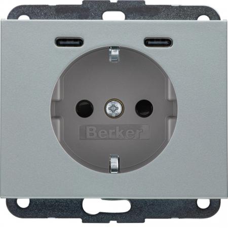 Berker 48157003 Steckdose SCHUKO/USB CC 20W PD Kx alu mt