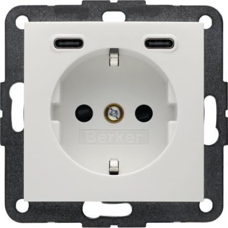 Berker 48158989 Steckdose SCHUKO/USB CC 20W PD S1 pw gl