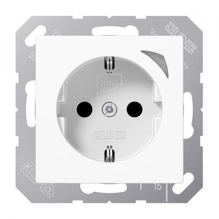 JUNG HOME SCHUKO Steckdose Energy 16 A mit Berührungsschutz und Energiemessung, Serie A, alpinweiß, Bluetooth Mesh