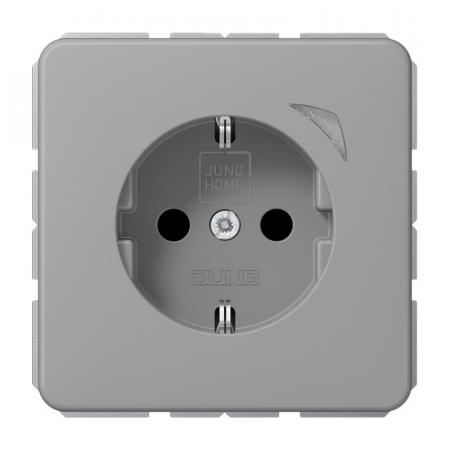 JUNG HOME Smart SCHUKO Steckdose Energy 16 A 250 V, Leistungs- und Energiemessung, Bluetooth Mesh, Serie CD, grau, BT CD 1521 SE GR