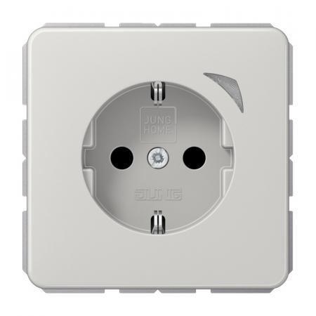 JUNG HOME Smart SCHUKO Steckdose Energy 16 A 250 V, Leistungs- und Energiemessung, Bluetooth Mesh, Serie CD, lichtgrau, BT CD 1521 SE LG