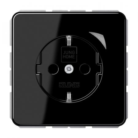 JUNG HOME Smart SCHUKO Steckdose Energy 16 A 250 V, Leistungs- und Energiemessung, Bluetooth Mesh, Serie CD, schwarz, BT CD 1521 SE SW