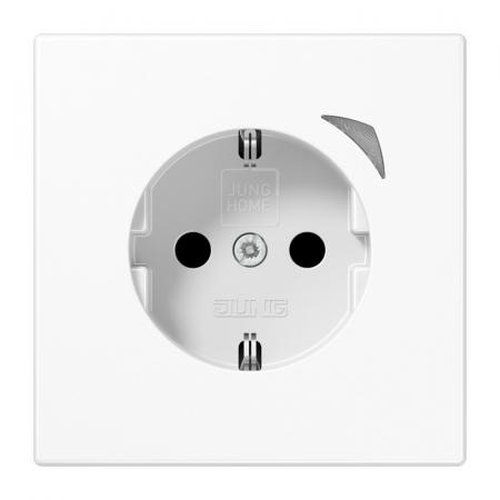 JUNG HOME SCHUKO Steckdose Energy 16 A mit Berührungsschutz und Energiemessung, Serie LS, alpinweiß, Bluetooth Mesh