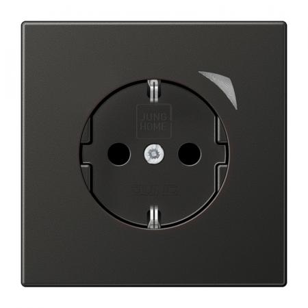 JUNG HOME SCHUKO Steckdose 16 A mit Berührungsschutz und Funktionsanzeige, Serie LS, anthrazit, Bluetooth Mesh