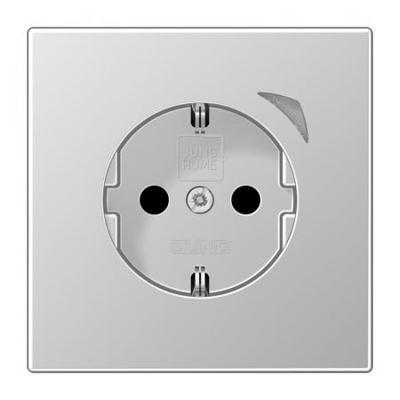JUNG HOME SCHUKO Steckdose 16 A 250 V, mit Funktionsanzeige, Safety Plus, Serie LS, Aluminium