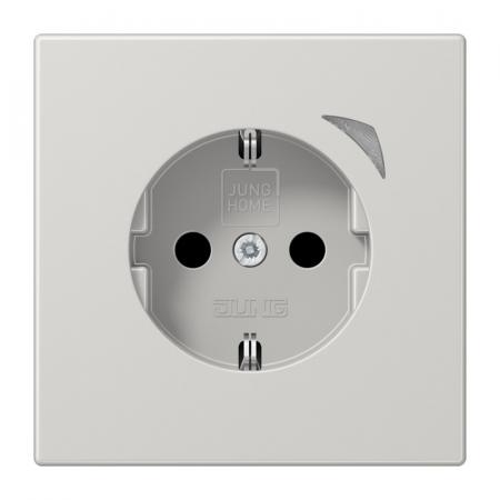 JUNG HOME Smart SCHUKO Steckdose 16 A 250 V, Bluetooth Mesh, Funktionsanzeige, Safety Plus, Serie LS, lichtgrau, BT LS 1521 S LG