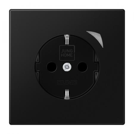 JUNG HOME Smart SCHUKO Steckdose 16 A 250 V, Bluetooth Mesh, Funktionsanzeige, Safety Plus, Serie LS, graphitschwarz matt, BT LS 1521 S SWM