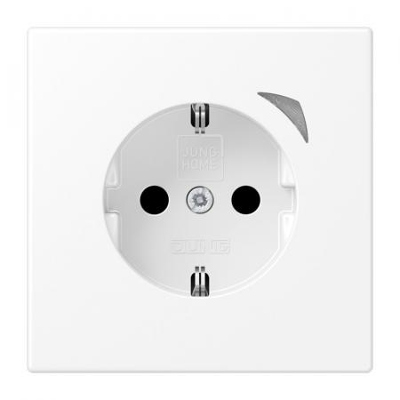 JUNG HOME SCHUKO Steckdose 16 A mit Berührungsschutz und Funktionsanzeige, Serie LS, schneeweiß matt, Bluetooth Mesh