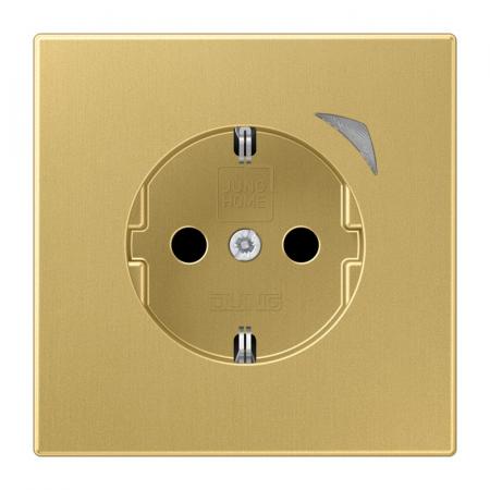 JUNG HOME SCHUKO Steckdose 16 A 250 V, Safety Plus, Bluetooth Mesh, Serie LS, Messing classic